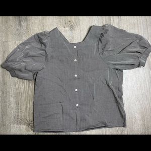 Square neckline puffy sleeves shirt